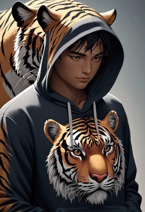 tiger wearing a hoodie





