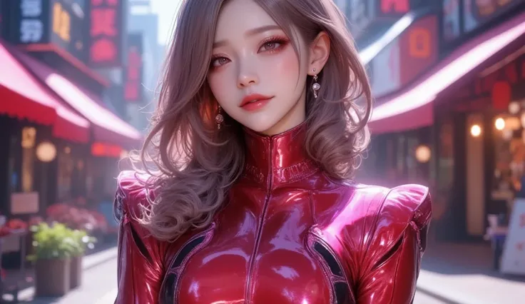 (masterpiece, Best picture quality, 8k), Idol appearance, adult,  perfection of fashion,  Korean makeup, Lip Tint, whole body, frontal, A faint smile, Busy City Streets, Clear weather, Exquisitely Painted , Realistic, Outdoor,  ultra high definition, 3D im...