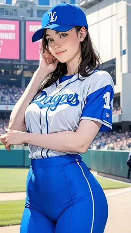  very beautiful woman in New York uniform, Dodger Stadium blow 