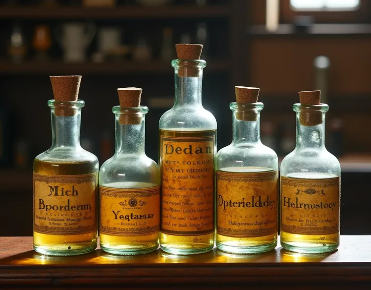 5 bottles of ancient western medicine to put in the house 