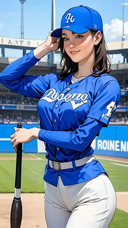 very beautiful woman in new york uniform, dodger stadium blow 、 bat