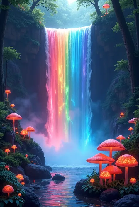 Multicolored waterfall mushrooms