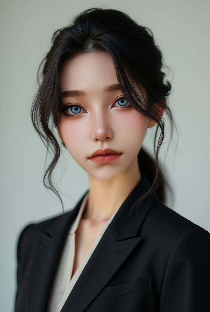 A broad-shouldered .  Korean woman with a realistic face.