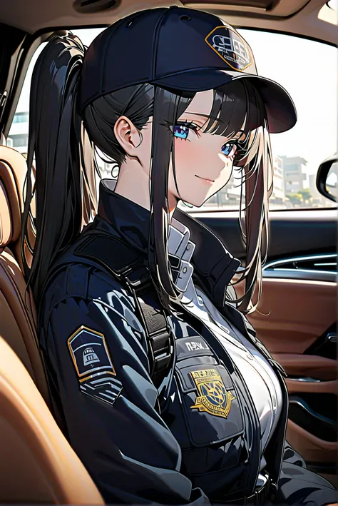 best quality, masterpiece, ultra-detailed, ((최고 품질, 걸작:1.3)), 옆쪽에서 본 모습, (날카로운 초점:1.2), (완벽한 몸매의 아름다운 24세 여성:1.4), (Beautiful blue eyes) (A person with a ponytail hairstyle that is tied high at the back of the head, with straight bangs framing the face.), ...