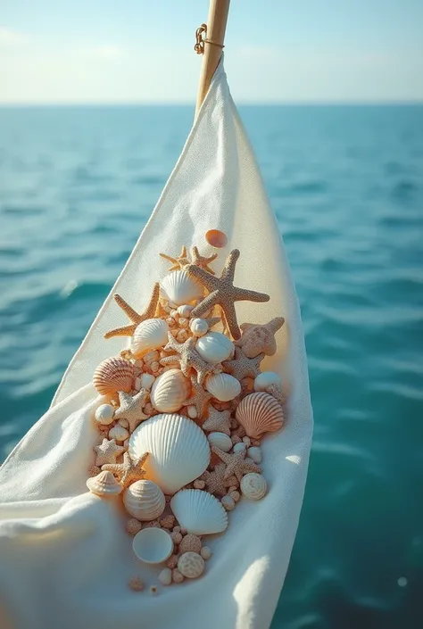 Make me country flag with seashells for sea country 