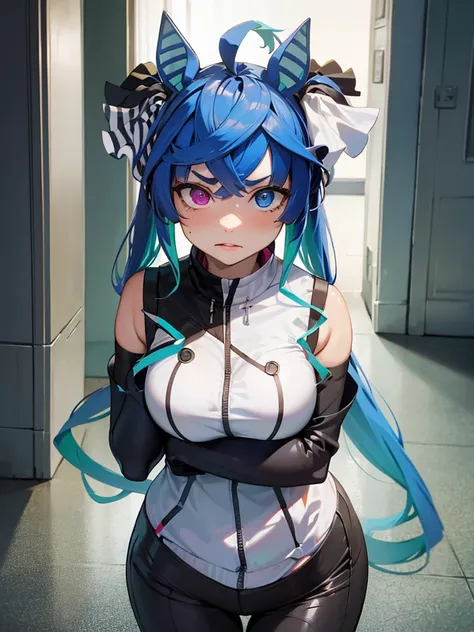 (​masterpiece, top-quality, hight resolution, Unity 8k, extremely details CG:1, Best Picture), pov, (Women who can be fucked if asked), Twin_Turbo_Umamusume, aqua hair, twintails, heterochromia, purple eyes, blue eyes, sharp teeth, horse ears, hotel room, ...