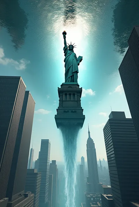 (( upside down design))、Water on top 、building,New York City Views,statue of liberty