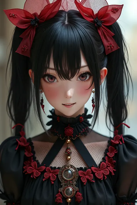  A girl with extraordinary beauty ,  her skin is usually described as  "as white as porcelain " and her hair is black ,  in her dress, which is always tied in two pigtails of the same length . Your right eye is a deep red, , while her left eye is gold and ...