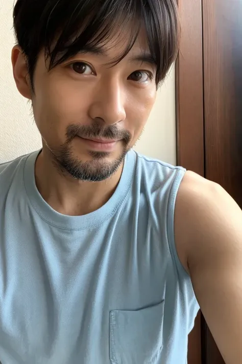 Japanese　man　 is 40 years old.　Selfie　Usually 