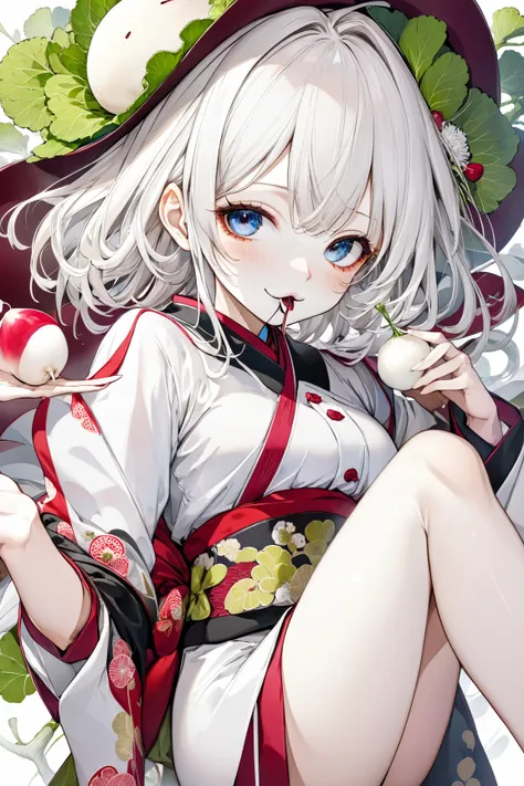 ( best quality, very detailed depiction, incredible high resolution,High quality anime drawings),Japanese white radish,eye,nose,mouth,limbs,Beautiful legs, is cool,dandy face,綺麗なJapanese white radish,曲線美のあるJapanese white radish,