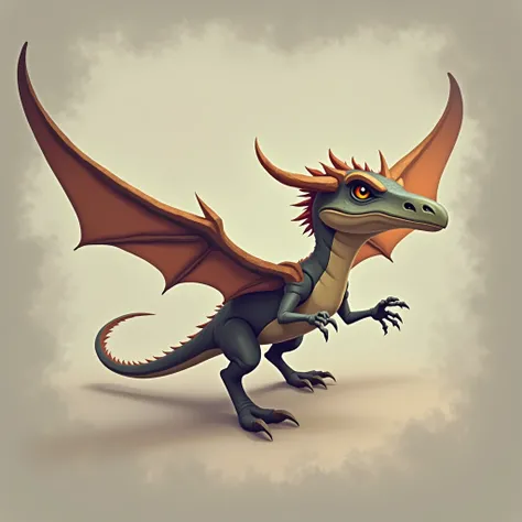 pterodactyl icon for a fantasy game 90-degree side view few details