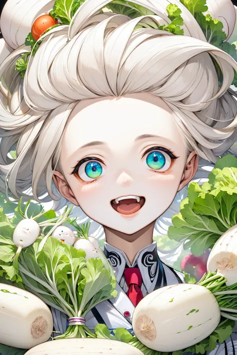 ( best quality, very detailed depiction, incredible high resolution,High quality anime drawings), dandy face daikon, daikon eyes , daikon nose ,Daikon mouth , daikon limbs , beautiful daikon , curvy daikon,