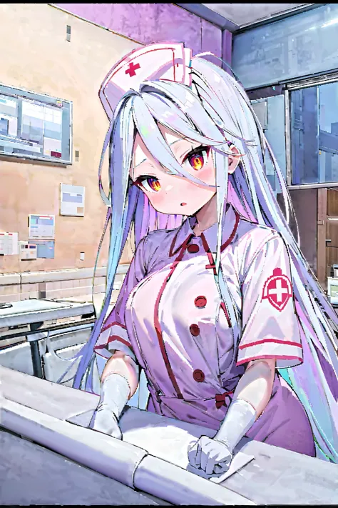 NSFW,masterpiece, best quality, high definition , Very detailed,Shiro(No Game No Life),nurse,Nurse uniform,hospital,Hospital room