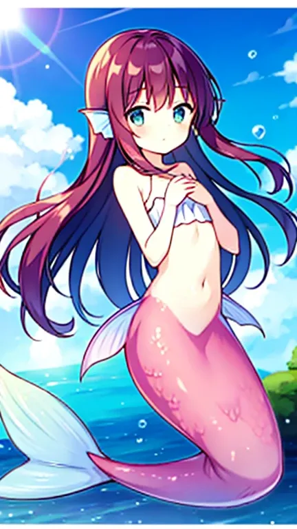 mermaid、 flat chest、 swimsuit