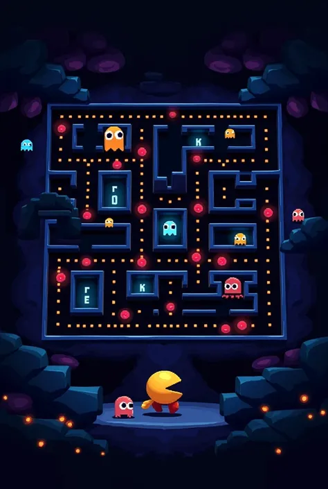 Create a 2D Pac Man maze for me like the old game 