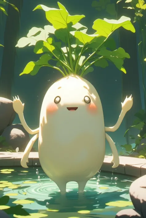 (Japanese white radish:Eyes and mouth:limbs:white:Leaf Hair ),Pool