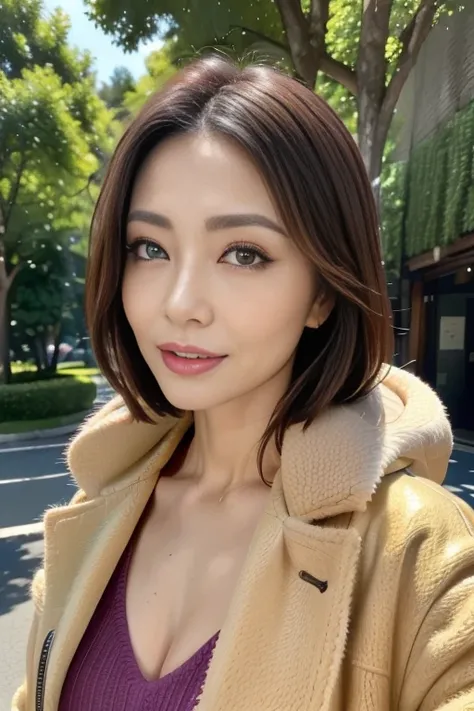  face close-up，Like layered々 Hairstyles , (blonde、Pink inside),  forest setting , Glowing purple eyes, masterpiece,  best quality,(Realistic: 1.4), ultra high resolution, Unity 8K, (Beautiful and pretty eyes:1.6),Symmetric,  high-definition face ,  perfect...