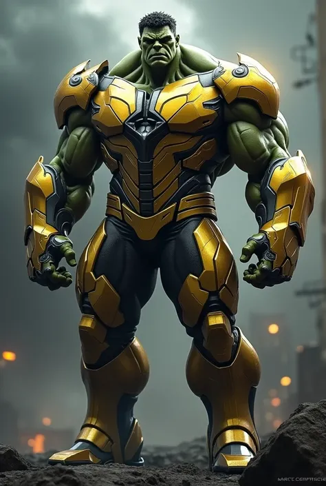 White Hulk in gold and black armor 