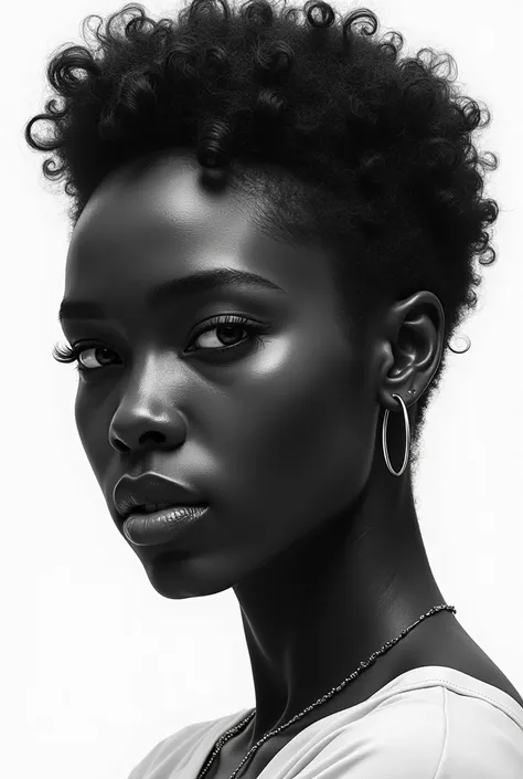 black people only bust, drawing effect, black and white, white background