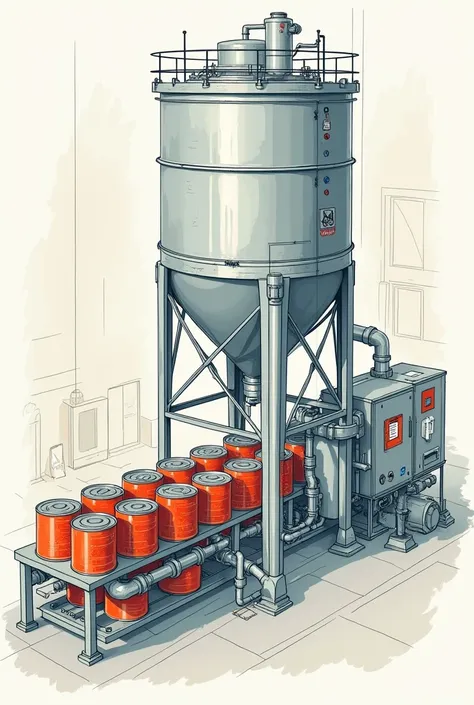 Draw a diagram depicting the cooling process in which a water cooling tower is used after heat treatment of cans of tomato paste.