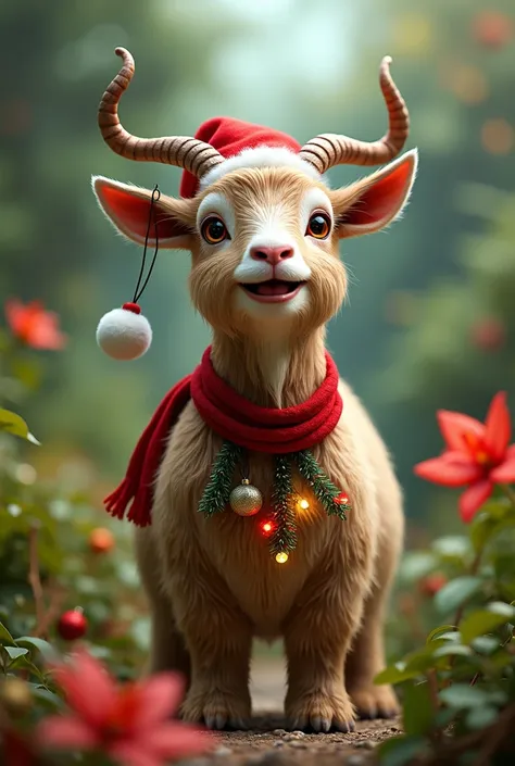 A Colombian animal goat that is disguised as Christmas