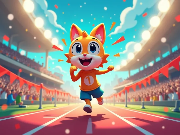 I need an image of an animated  reaching the finish line with a phrase that says "You reached the finish line , Congratulations". 
 in Spanish,  that is a  .