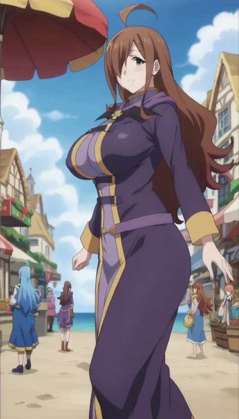 Prompt: (huge gigantic super mega hyper:1.1),(biggest round giant massive :1.1), (only one women), front view , shop,slime behind,sexy poses,beach, source_anime,masterpiece,best quality,highres,absurdres,official art,official style,source_anime,anime scree...