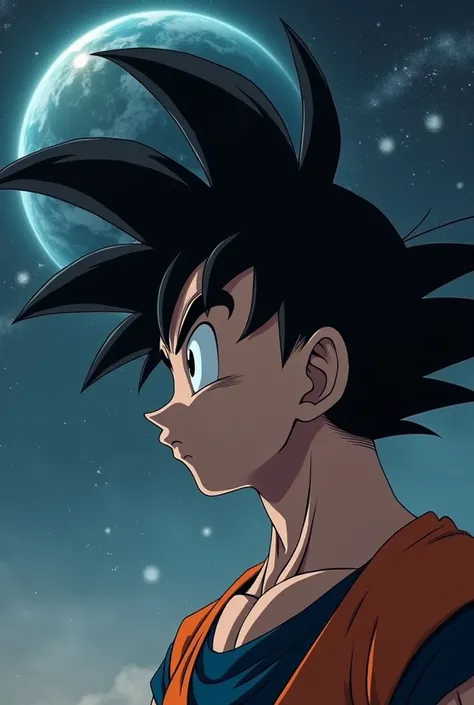 Sad Goku looking at the Earth