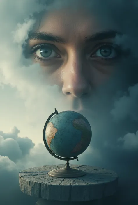  Start with a quick montage: cloudy sky, a wide-eyed close-up ,  and the rotation of a globe .