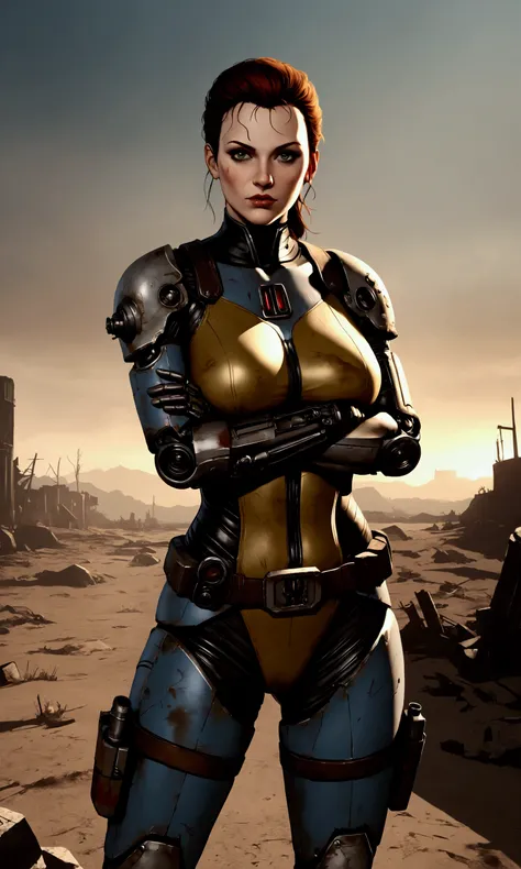 Fallout woman, robotic, captain, crossed arms