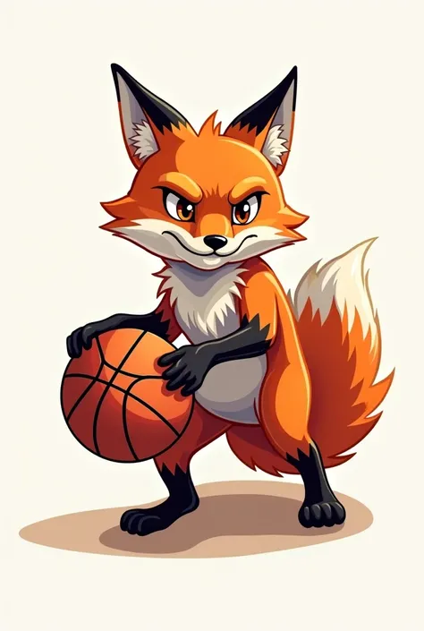 Logo of a red fox with a basketball without letters 