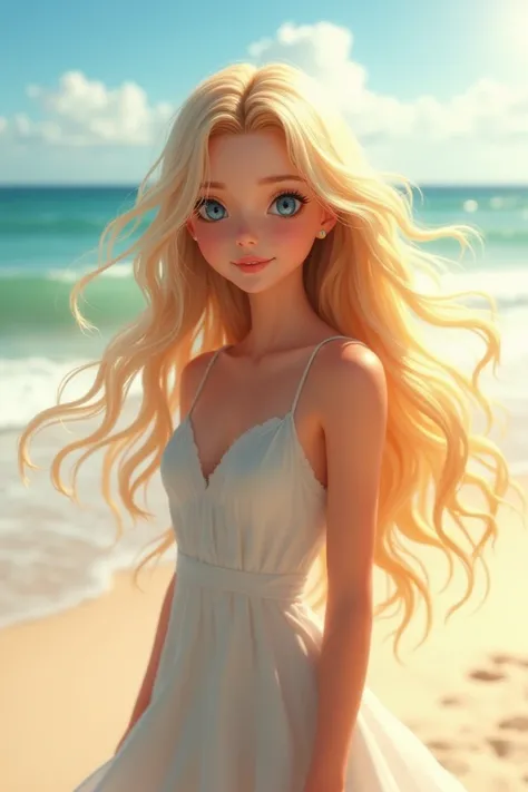 Pretty blonde girl on the beach
