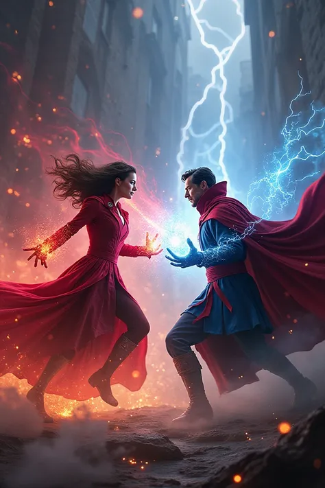 The scarlet witch Dr Strange i fights with