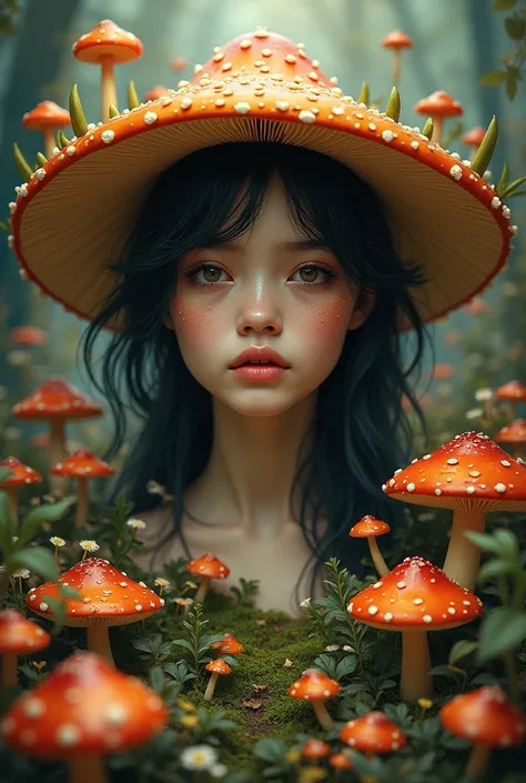 portrait with mushrooms