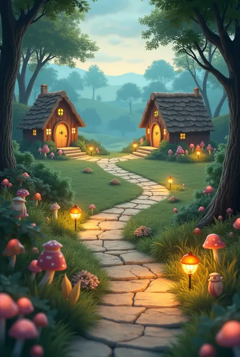  Images of a lighted path, cute and cozy  

