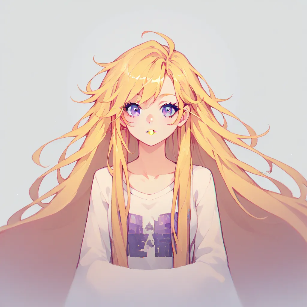 ((Highest Quality))), (Simple background), Solo, 1girl, Purple Eyes, Blonde Hair, Very Long Hair, 