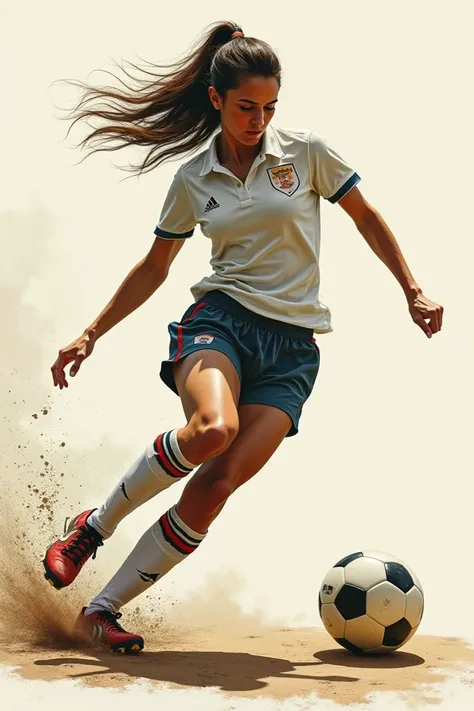 Woman kicking a ball art effect 