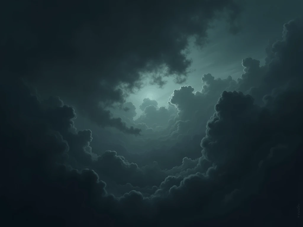 Black and dark sky with moving clouds without stars and with a dark atmosphere