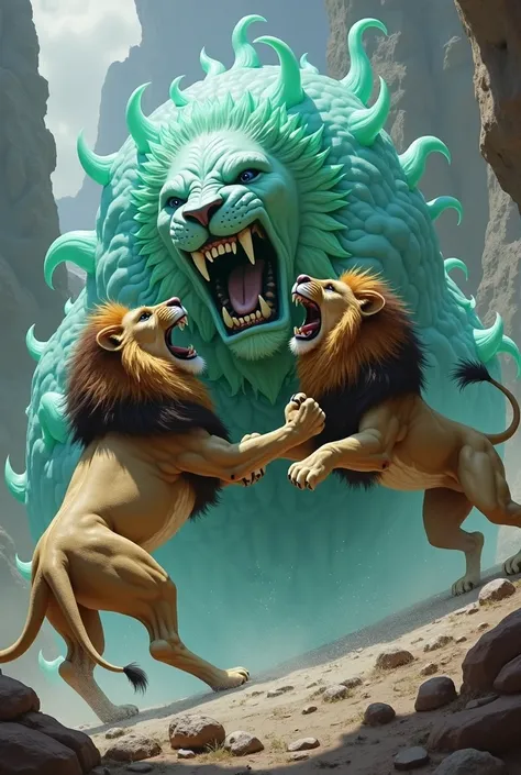 Lions fight fiercely against slime