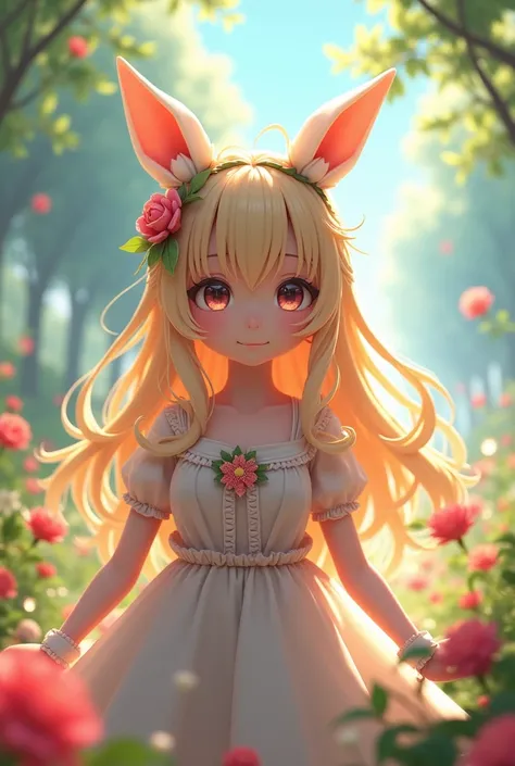 3D Rendering, Anime, POV, Solo, Hair Flower, Blonde Hair, Fake Animal Ears, 