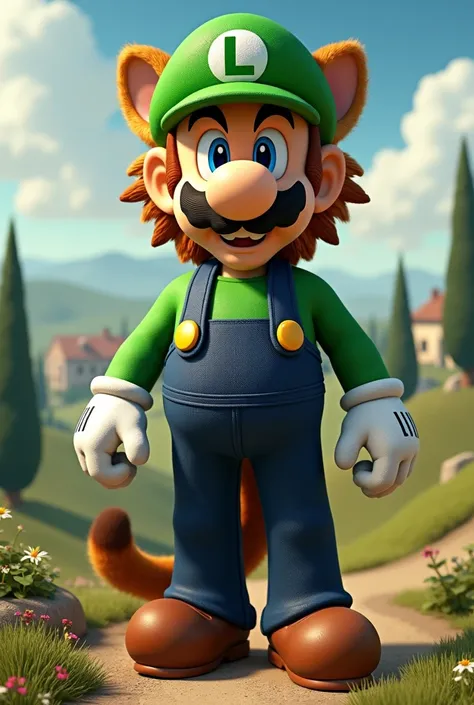 Personnage Luigi de Mario, morphing avec animal, tenue italienne 