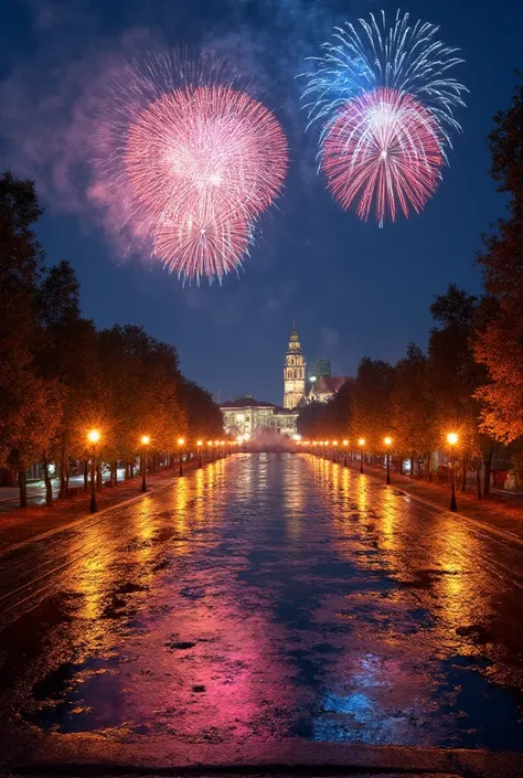 After the unpopular rain 、 A town lined with historic buildings such as World Heritage churches and plazas :1.5、The surface of the puddle of the road reflects the cityscape like a mirror :1.5、The cityscape clearly reflected on the surface of the water, hug...