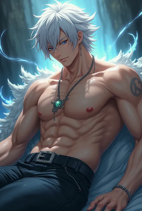 draw gojo, make him shirtless and really hot
