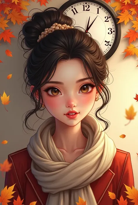 A blank wide template for filling out games and sending ,  The mailing list shows a beautiful girl with high hair,  ulybka, and a cup of coffee , Fashionably dressed .  She occupies the uppermost part of the  . Above the text space . Next to her, a clock h...