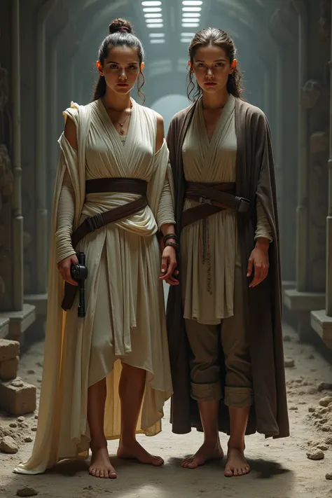 Rey Skywalker barefoot and Leia Organa barefoot (while it is forbidden in the Home One of the rebellion), they are judged and put in prison.