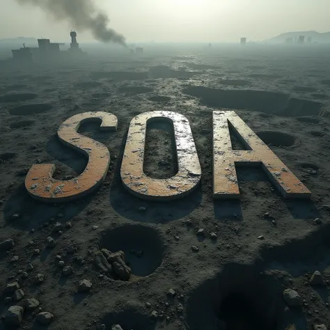 Write these three letters SOA on a war field with gripe.