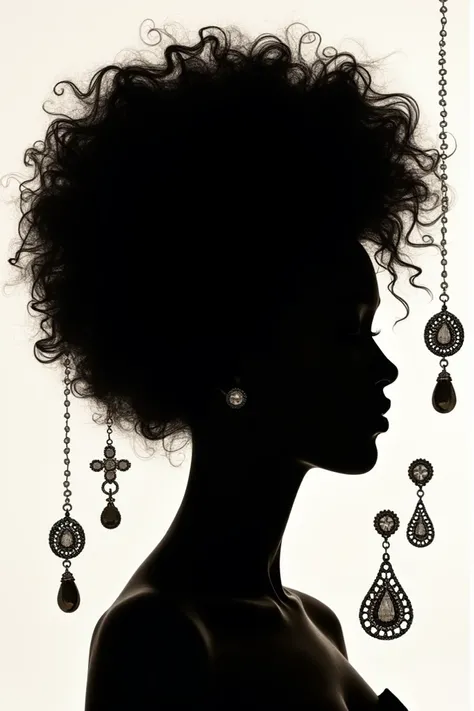 Silhouette image of curly haired woman and jewelry that says VIRTUAL STORE R&C