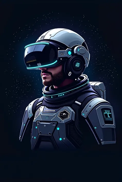 Logo with Astronaut wearing a virtual reality helmet 