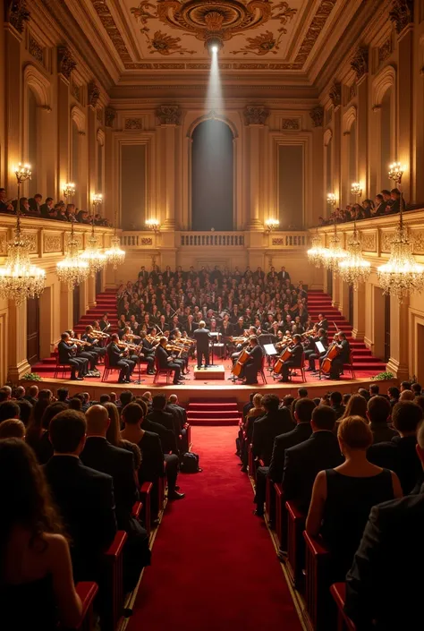 Classical Music Concert
An elegant classical music concert captured in a grand, ornate hall filled with attentive audience members.