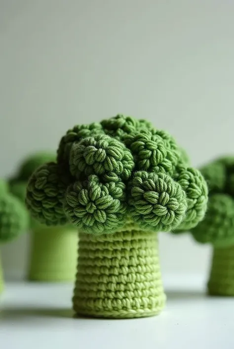 Crochet cups in the shape of broccoli
